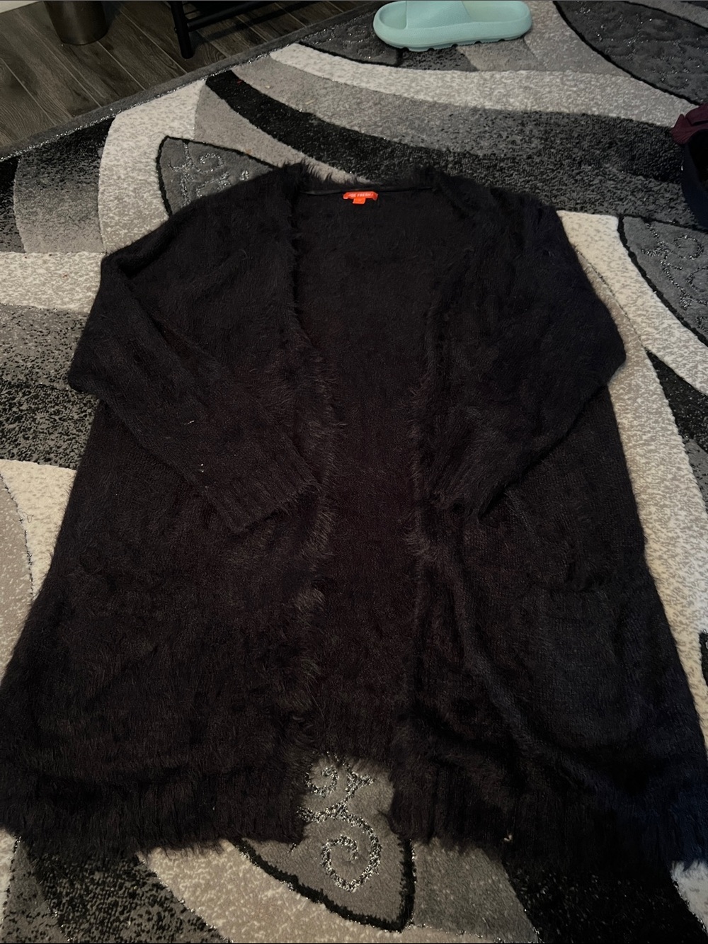 Joe Fresh Black Fuzzy Open-Front Cardigan